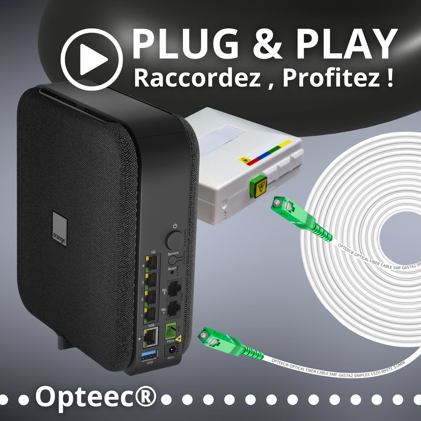 Opteec® - Gepanzerte Glasfaserkabel - ORANGE / SFR / BOUYGUES / SOSH / RED by SFR - Verlängerung/Patchkabel - SC/APC auf SC/APC verstärkt - Simplex Singlemode - 10 Jahre Garantie