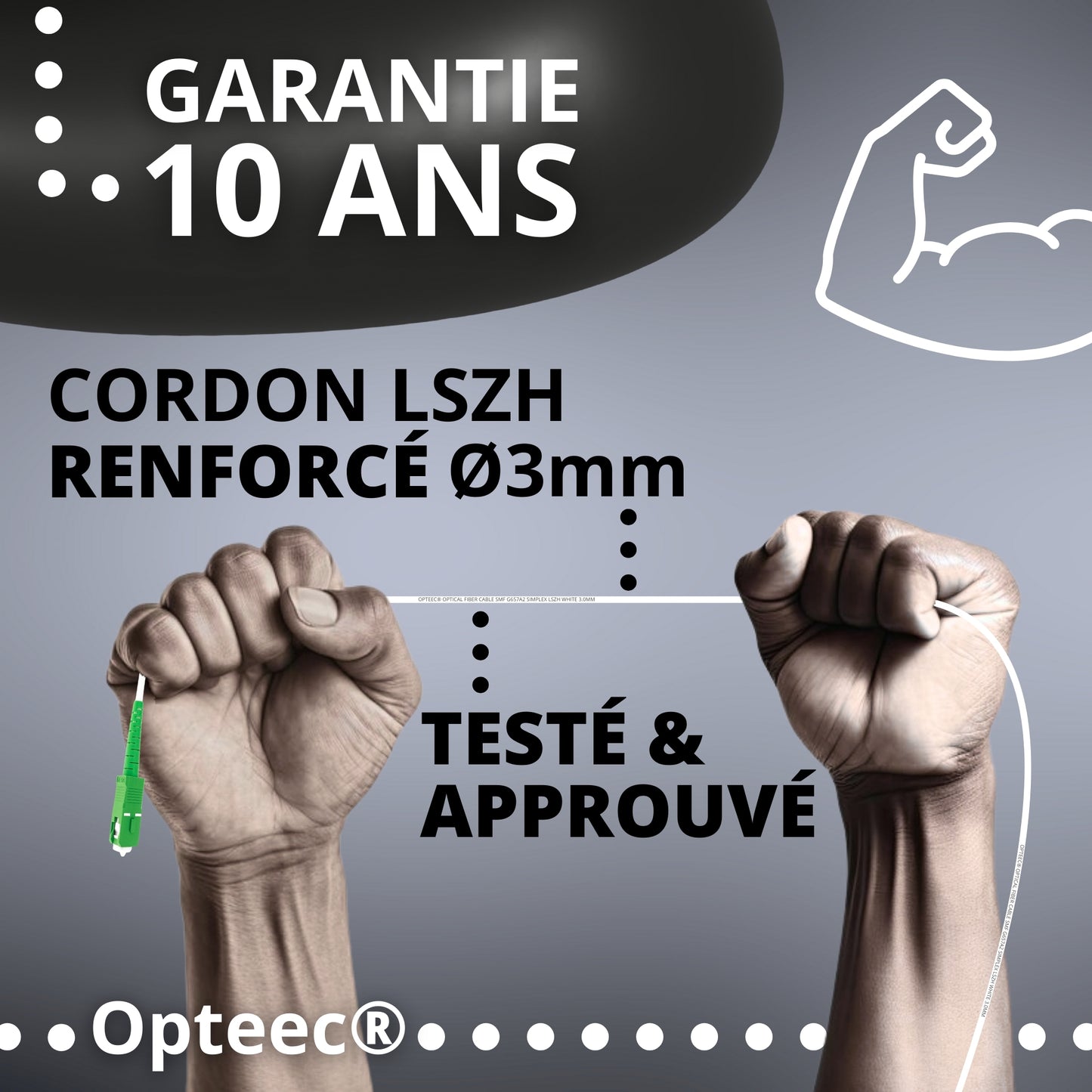 Opteec® - Gepanzerte Glasfaserkabel - ORANGE / SFR / BOUYGUES / SOSH / RED by SFR - Verlängerung/Patchkabel - SC/APC auf SC/APC verstärkt - Simplex Singlemode - 10 Jahre Garantie